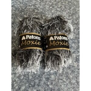 Lot Of 2 Patons Moxie Chinchilla Grey & Black Yarn 96 Yards/88M NEW